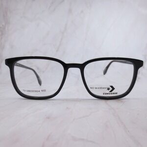 Converse Q313 Black Square Eyeglasses Mens Frames 53-18-145 Red Stripe Logo
